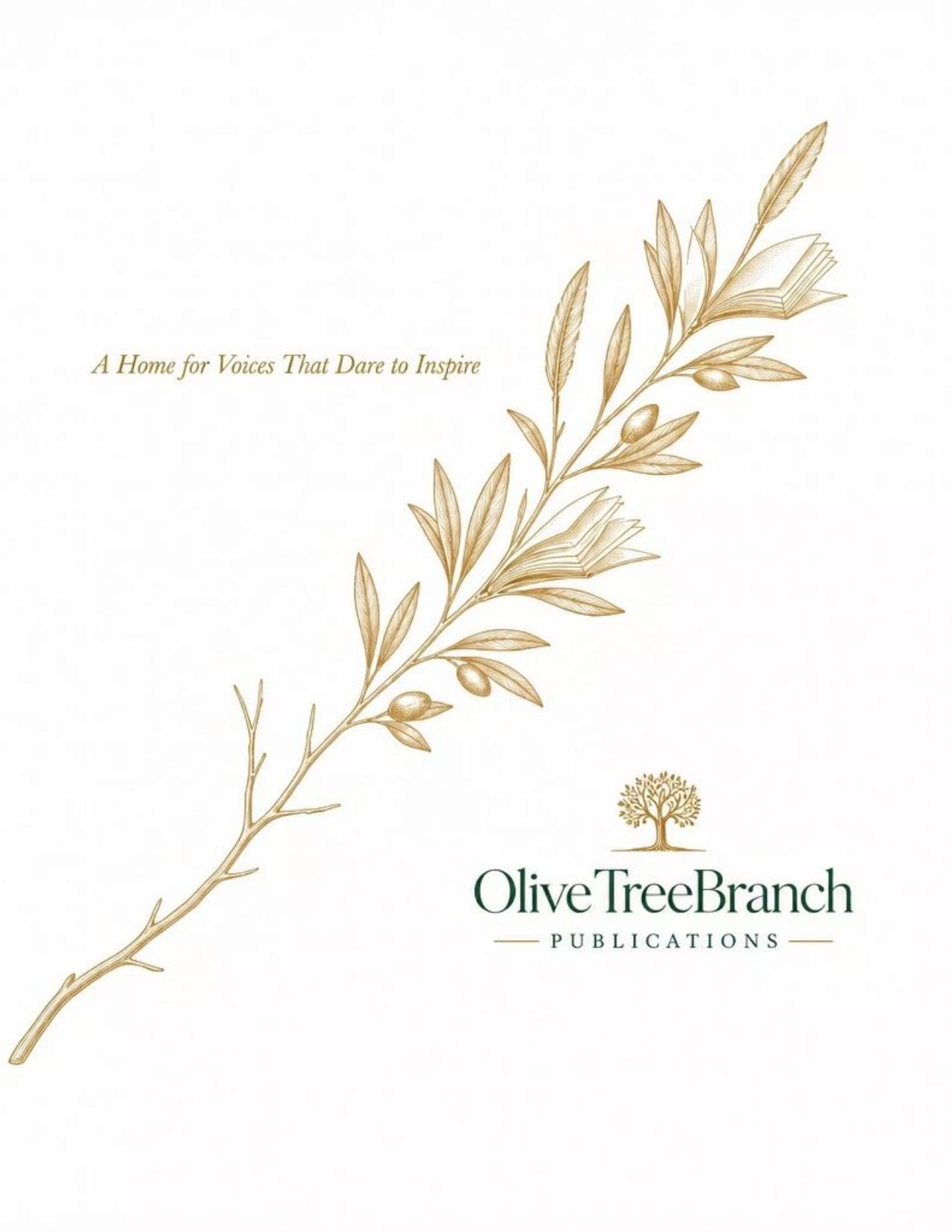 Illustrated golden olive branch with open books, the OliveTreeBranch Publications emblem